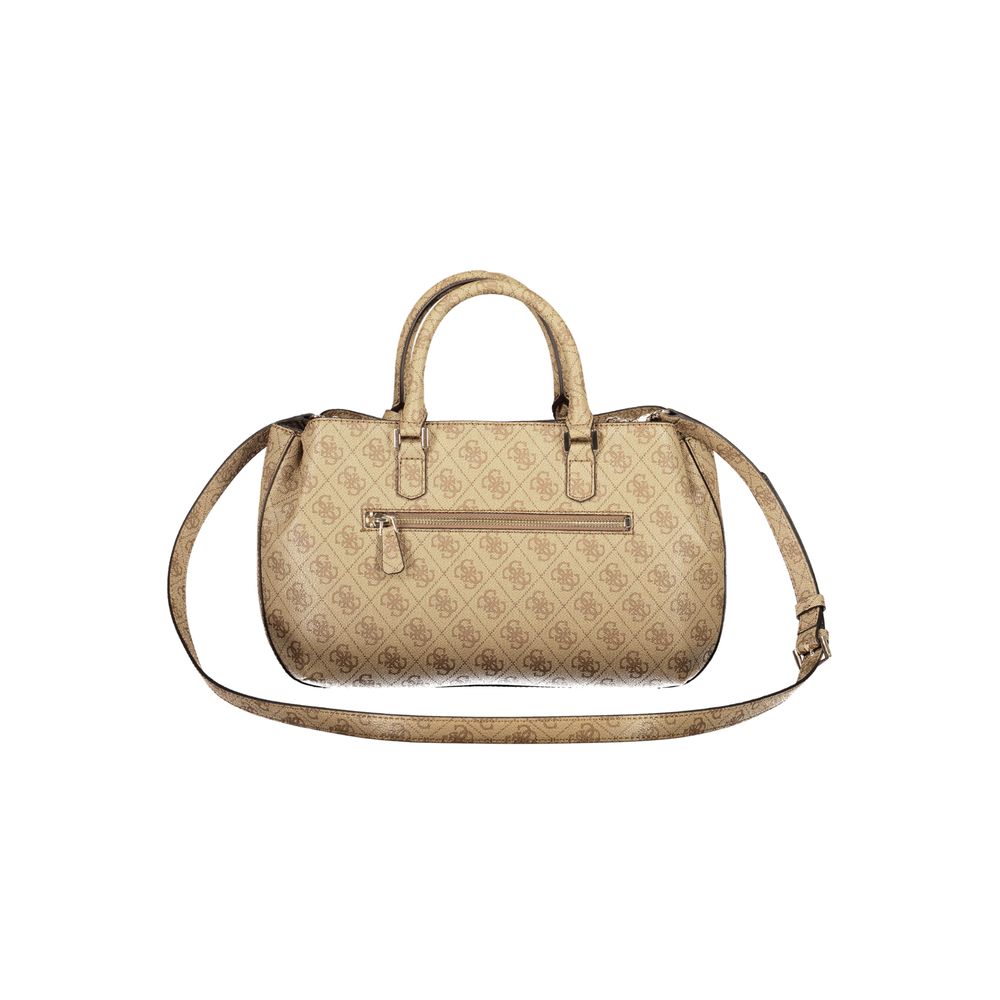 Beige Polyurethane Women Handbag