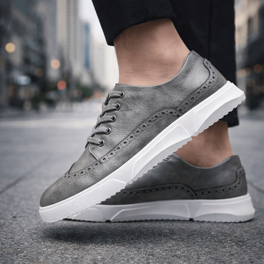 Men's Stylish Leather Brogue Sneakers for Daily Use Warm