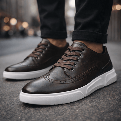 Men's Stylish Leather Brogue Sneakers for Daily Use Warm