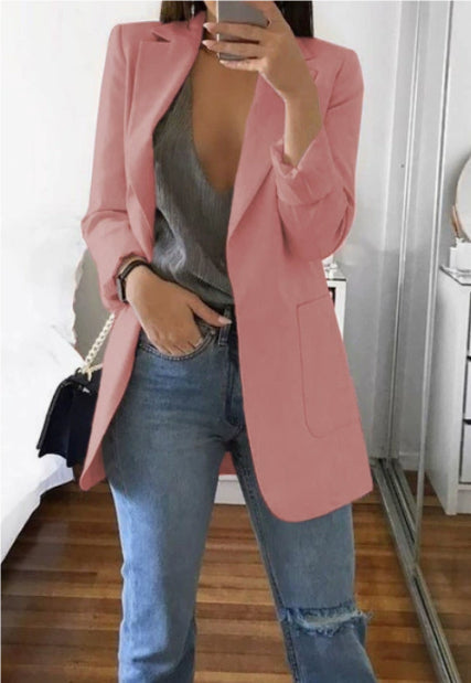 Women's Tailored Slim Fit Jacket for Fall and Winter Everyday Wear Skin powder