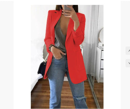 Women's Tailored Slim Fit Jacket for Fall and Winter Everyday Wear Red1
