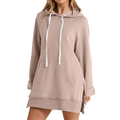 Women's Oversized Hoodie Dress for Comfortable Casual Wear Khaki