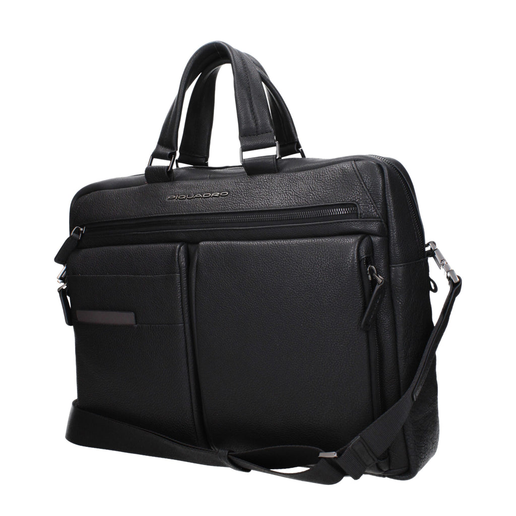 Black Leather Business And Laptop Bag