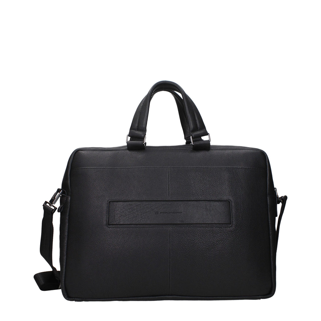 Black Leather Business And Laptop Bag