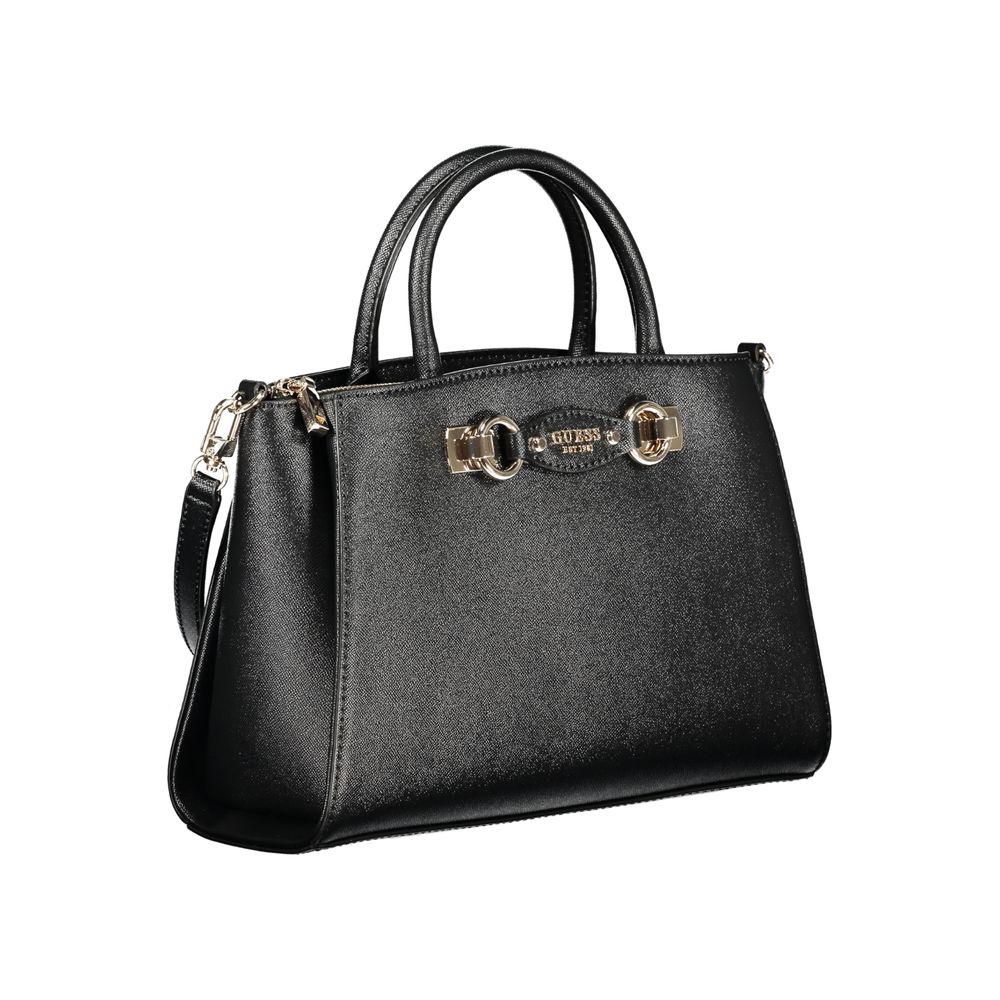 Black Polyurethane Women Handbag