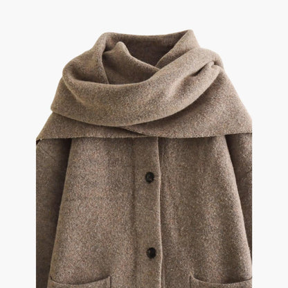 Women's Long Sleeve Button-Up Cardigan with Matching Scarf