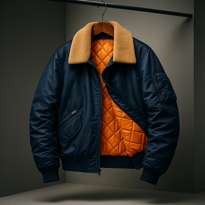 Men's Classic Aviator Leather Jacket for Fall and Winter Everyday Wear Ocean