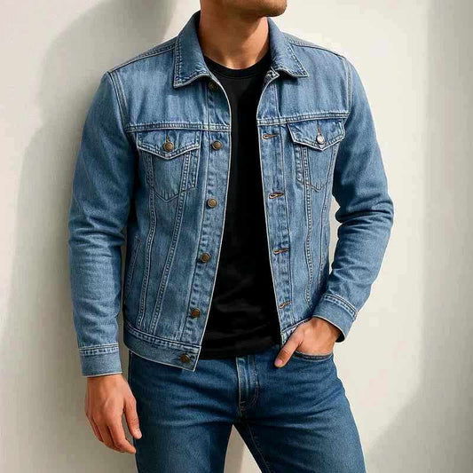 Men's Casual Lightweight Denim Jacket for Daily Use Warm