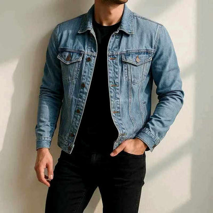 Men's Casual Lightweight Denim Jacket for Daily Use Warm Blue