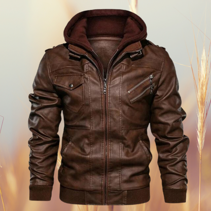 Men's Stylish Durable Casual Biker Leather Jacket for Daily Use Brown