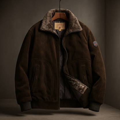 Men's Classic Aviator Style Jacket with Fleece Collar for Daily Use Dark Green