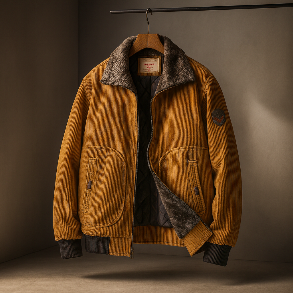Men's Classic Aviator Style Jacket with Fleece Collar for Daily Use Khaki