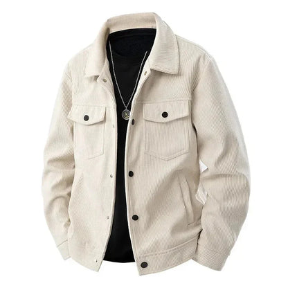 Men's Timeless Classic Corduroy Jacket for Effortless Style Beige