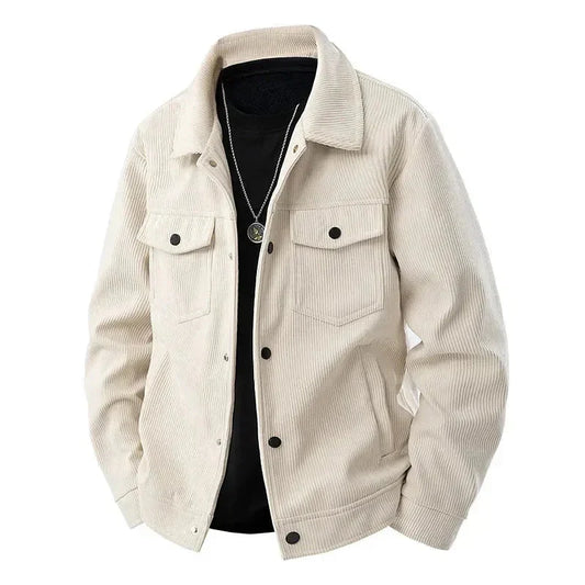 Men's Timeless Classic Corduroy Jacket for Effortless Style Beige