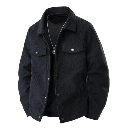 Men's Timeless Classic Corduroy Jacket for Effortless Style Black