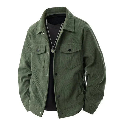 Men's Timeless Classic Corduroy Jacket for Effortless Style Army Green