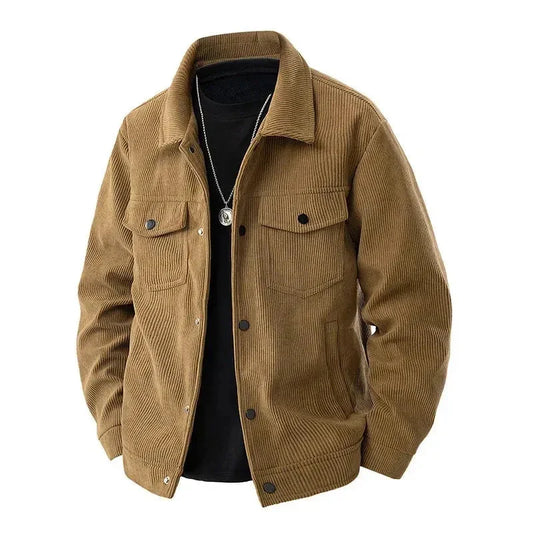 Men's Timeless Classic Corduroy Jacket for Effortless Style Brown
