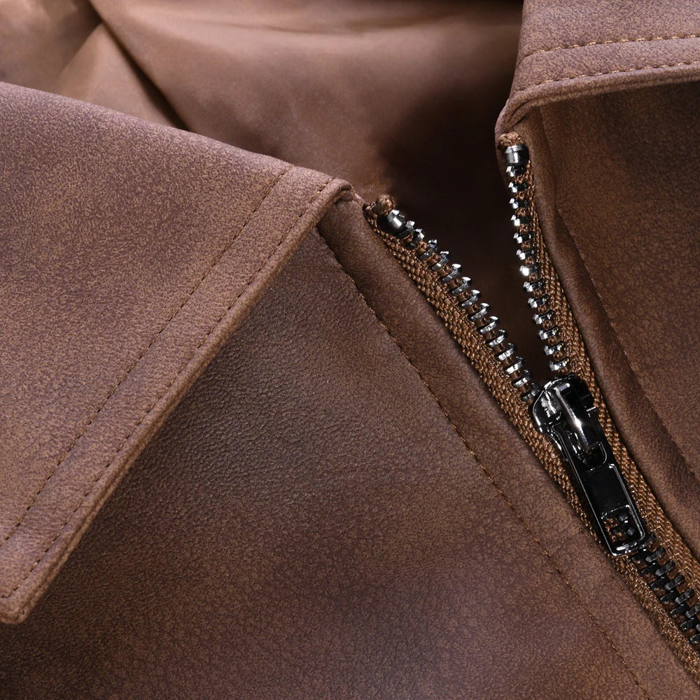 Men's Stylish Classic Leather Jacket with Full zip for Daily Use