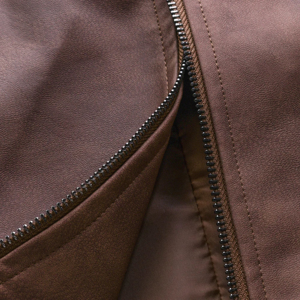 Men's Stylish Classic Leather Jacket with Full zip for Daily Use