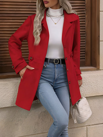 Women's Stylish Trench Coat with Adjustable Waist Belt for Daily Use
