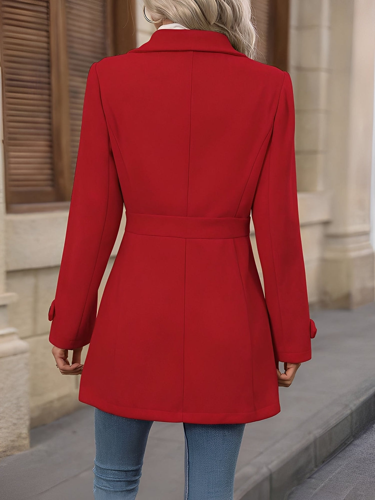 Women's Stylish Trench Coat with Adjustable Waist Belt for Daily Use