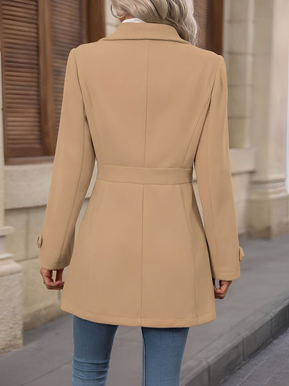 Women's Stylish Trench Coat with Adjustable Waist Belt for Daily Use