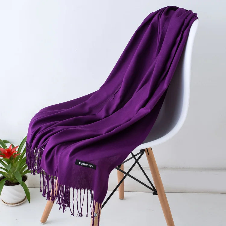 Women's Solid Cashmere Scarf - Warm Autumn Winter Shawl Wraps 21