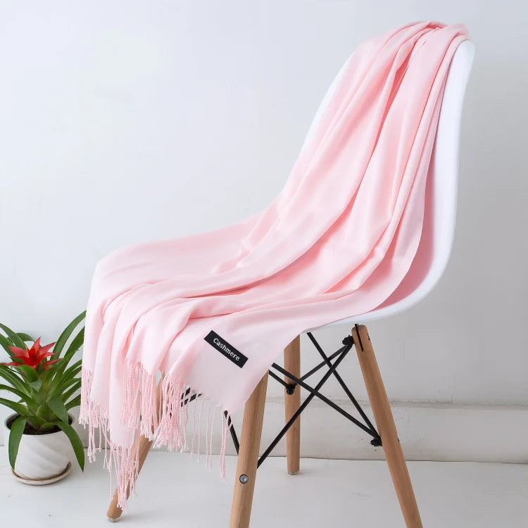 Women's Solid Cashmere Scarf - Warm Autumn Winter Shawl Wraps 12