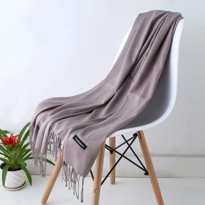 Women's Solid Cashmere Scarf - Warm Autumn Winter Shawl Wraps 25