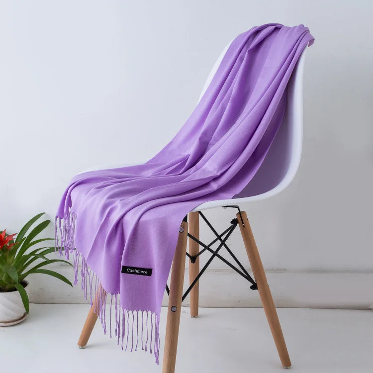 Women's Solid Cashmere Scarf - Warm Autumn Winter Shawl Wraps 10