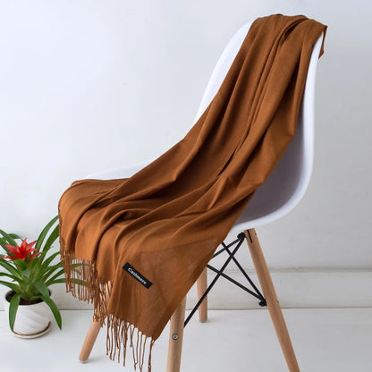 Women's Solid Cashmere Scarf - Warm Autumn Winter Shawl Wraps 28