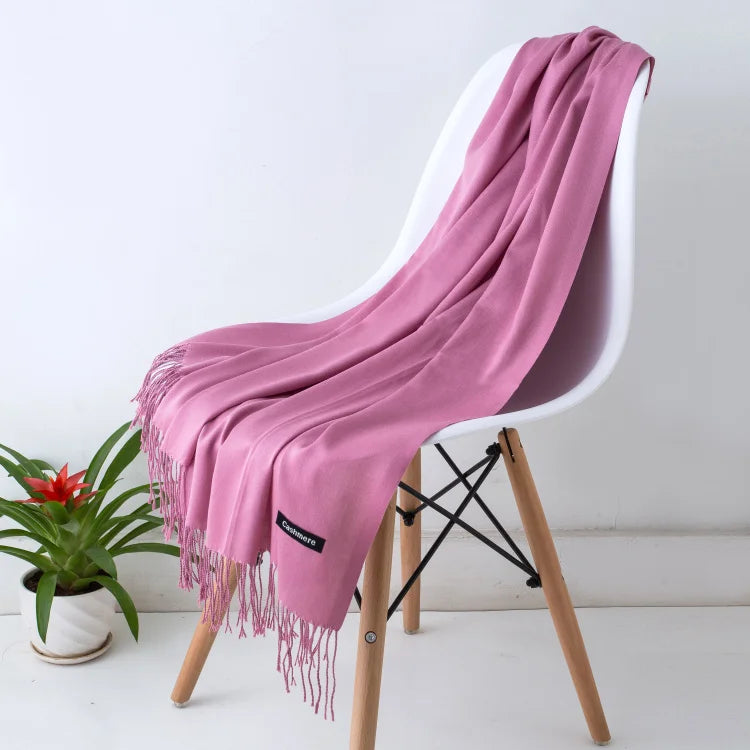 Women's Solid Cashmere Scarf - Warm Autumn Winter Shawl Wraps 5