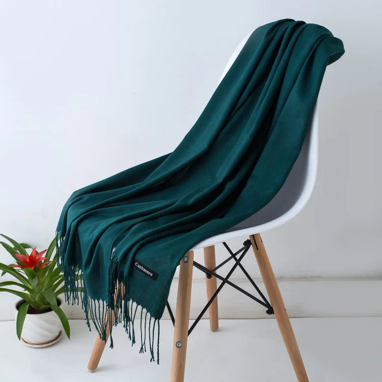 Women's Solid Cashmere Scarf - Warm Autumn Winter Shawl Wraps 11
