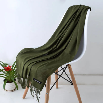 Women's Solid Cashmere Scarf - Warm Autumn Winter Shawl Wraps 37