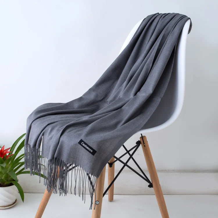 Women's Solid Cashmere Scarf - Warm Autumn Winter Shawl Wraps 18