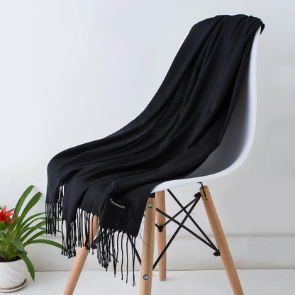 Women's Solid Cashmere Scarf - Warm Autumn Winter Shawl Wraps 14