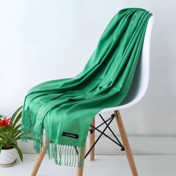 Women's Solid Cashmere Scarf - Warm Autumn Winter Shawl Wraps 32