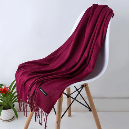 Women's Solid Cashmere Scarf - Warm Autumn Winter Shawl Wraps 3