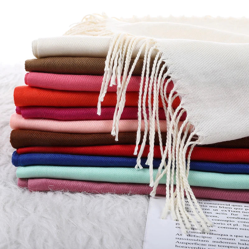 Women's Solid Cashmere Scarf - Warm Autumn Winter Shawl Wraps