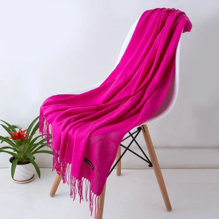 Women's Solid Cashmere Scarf - Warm Autumn Winter Shawl Wraps 15