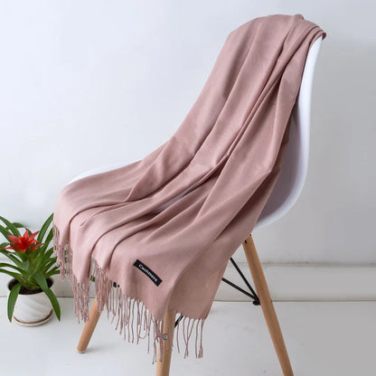 Women's Solid Cashmere Scarf - Warm Autumn Winter Shawl Wraps 36