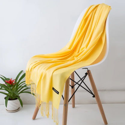 Women's Solid Cashmere Scarf - Warm Autumn Winter Shawl Wraps 1