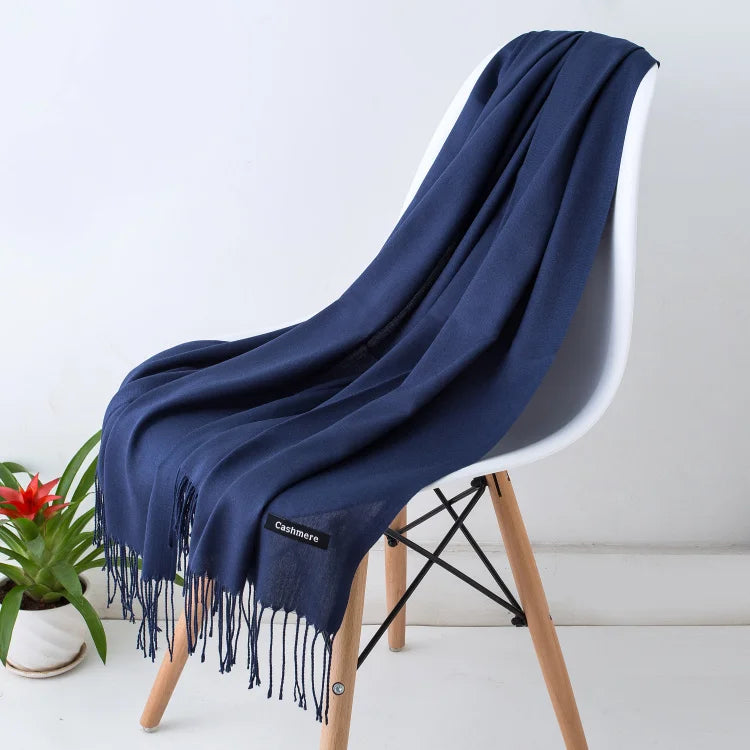 Women's Solid Cashmere Scarf - Warm Autumn Winter Shawl Wraps 8