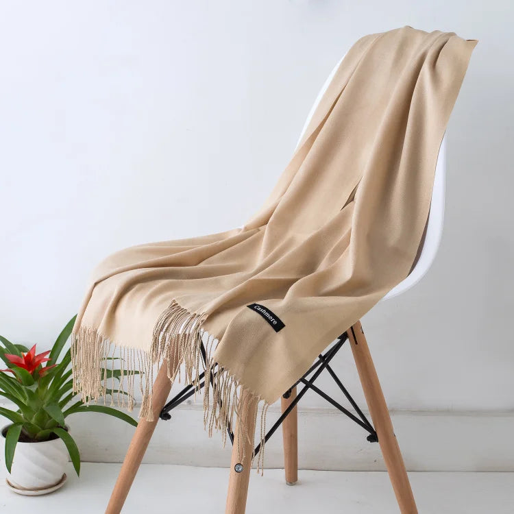 Women's Solid Cashmere Scarf - Warm Autumn Winter Shawl Wraps 19