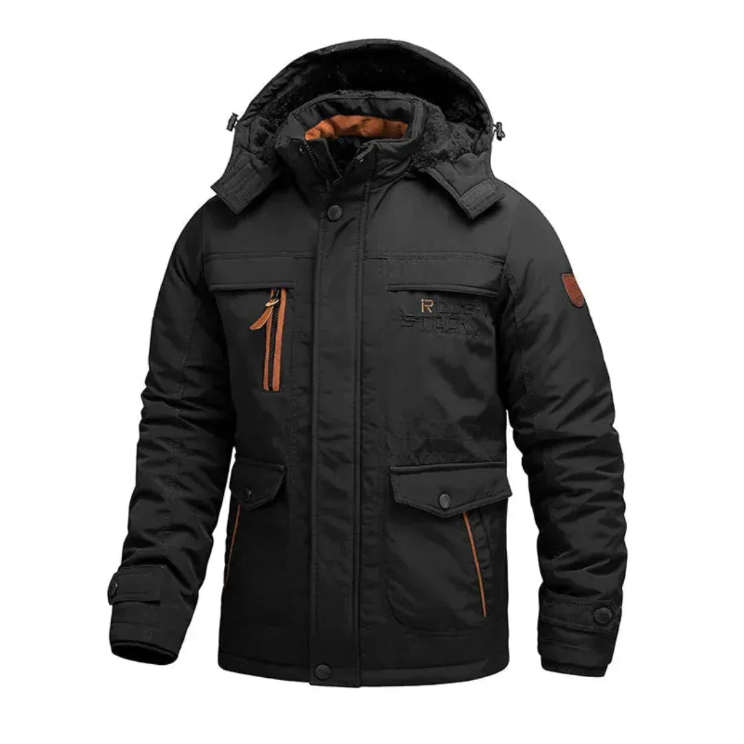 Men's Heavy-Duty Waterproof Winter Coat for Harsh Conditions Black
