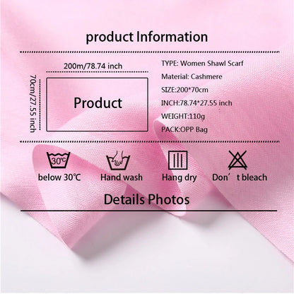Women's Soft Cashmere Feel Pashmina Scarf for Travel and Winter