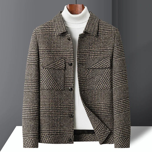 Men's Wool Blend Jacket for Fall in Smart Casual Style for Daily Use Khaki