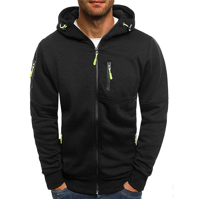Men's Hooded Sweatshirt for Fall and Winter Everyday Wear Black