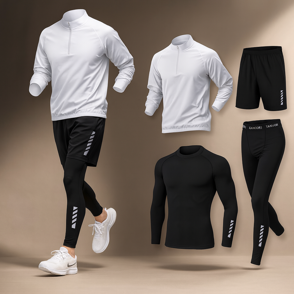 Men's Lightweight Flexible Stylish 4-Piece Training Outfit White