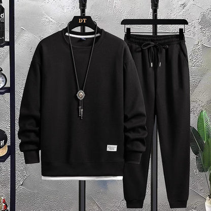 Men's Comfortable and Stylish Tracksuit Set with Drawstring waist Black